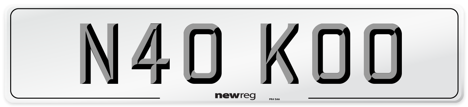 N40 KOO Number Plate from New Reg